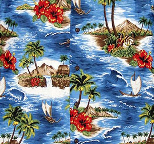 Red Hibiscus Island Women's Fitted Sleeveless Aloha Blouse - Regular Size
